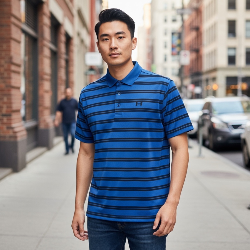 Under Armour Blue and Black HeatGear Polo Shirt - XL - Never Worn